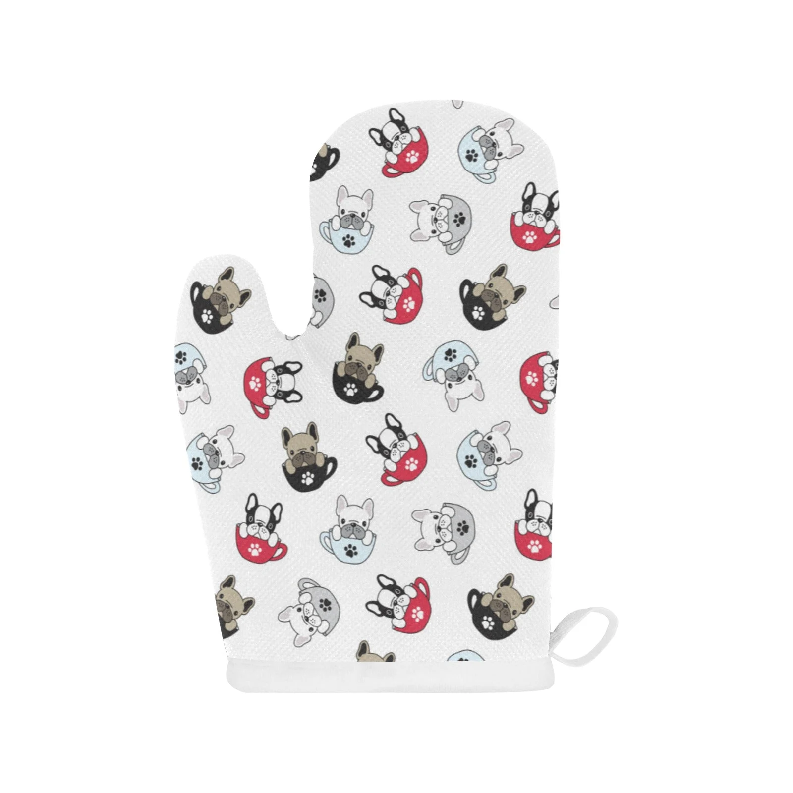 French Bulldog Cup Paw Pattern Heat Resistant Oven Mitts Pot Holders Set French Bulldog Cup Paw Pattern Heat Resistant Oven Mitts Pot Holders Set