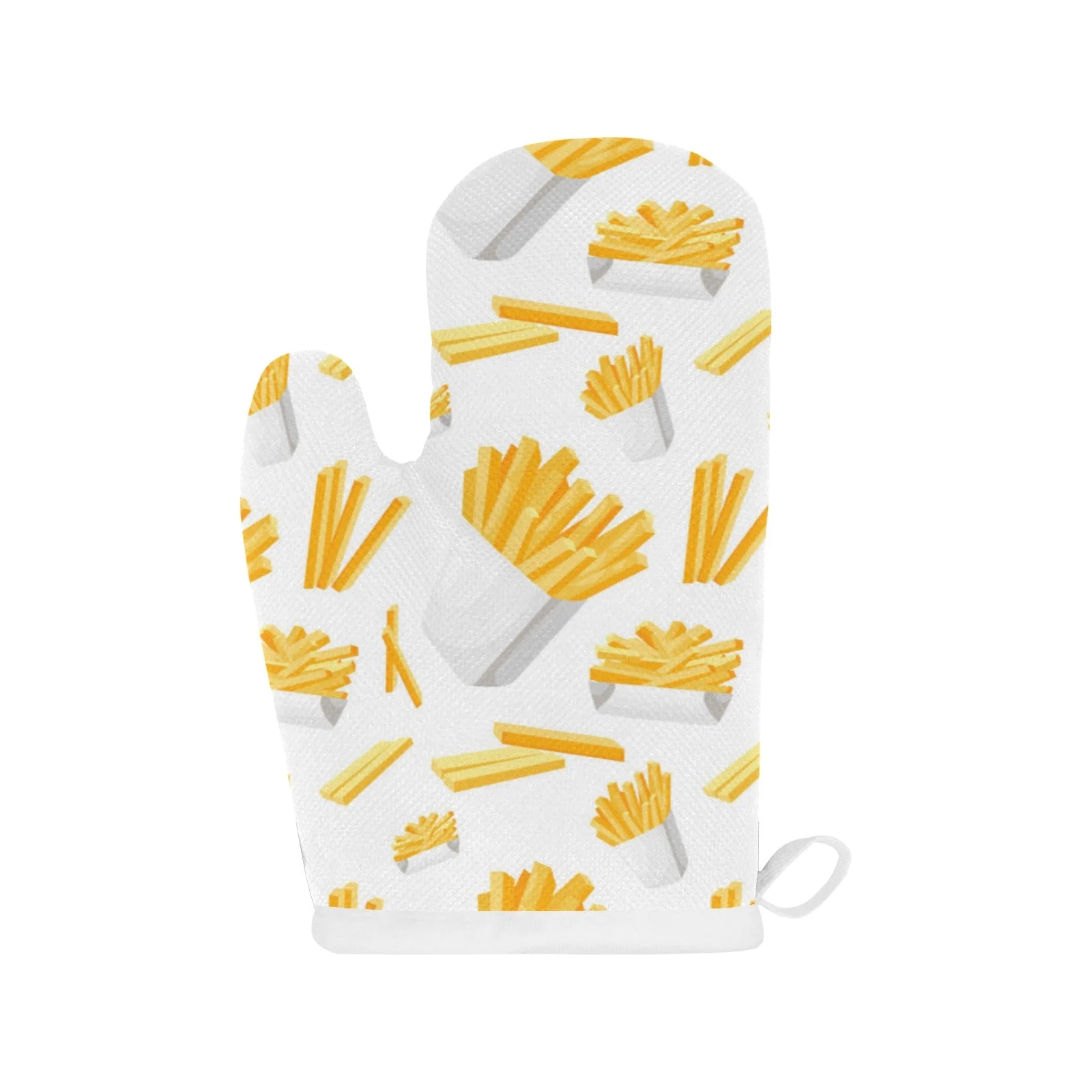 French Fries White Paper Box Pattern Heat Resistant Oven Mitts Pot Holders Set French Fries White Paper Box Pattern Heat Resistant Oven Mitts Pot Holders Set