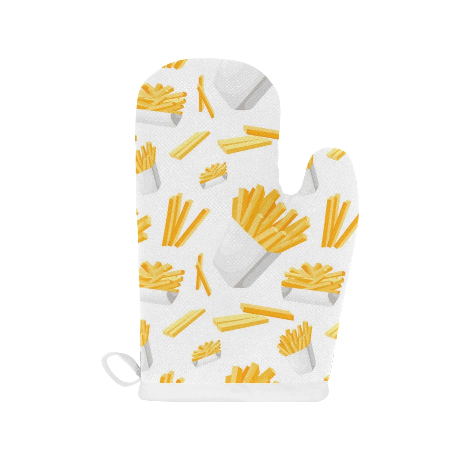 French Fries White Paper Box Pattern Heat Resistant Oven Mitts Pot Holders Set French Fries White Paper Box Pattern Heat Resistant Oven Mitts Pot Holders Set