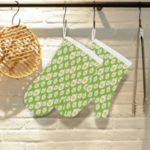 Fried Eggs Pattern Print Design 01 Heat Resistant Oven Mitts & Pot Holders Set
