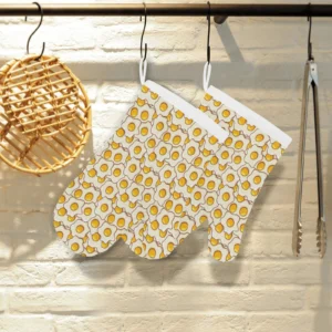 Fried Eggs Pattern Print Design 02 Heat Resistant Oven Mitts & Pot Holders Set