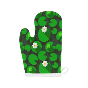 Frog Waterlily Pattern Heat Resistant Oven Mitts Pot Holders Set