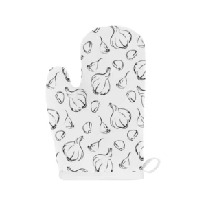 Garlic Pattern Black White Heat Resistant Oven Mitts Pot Holders Set