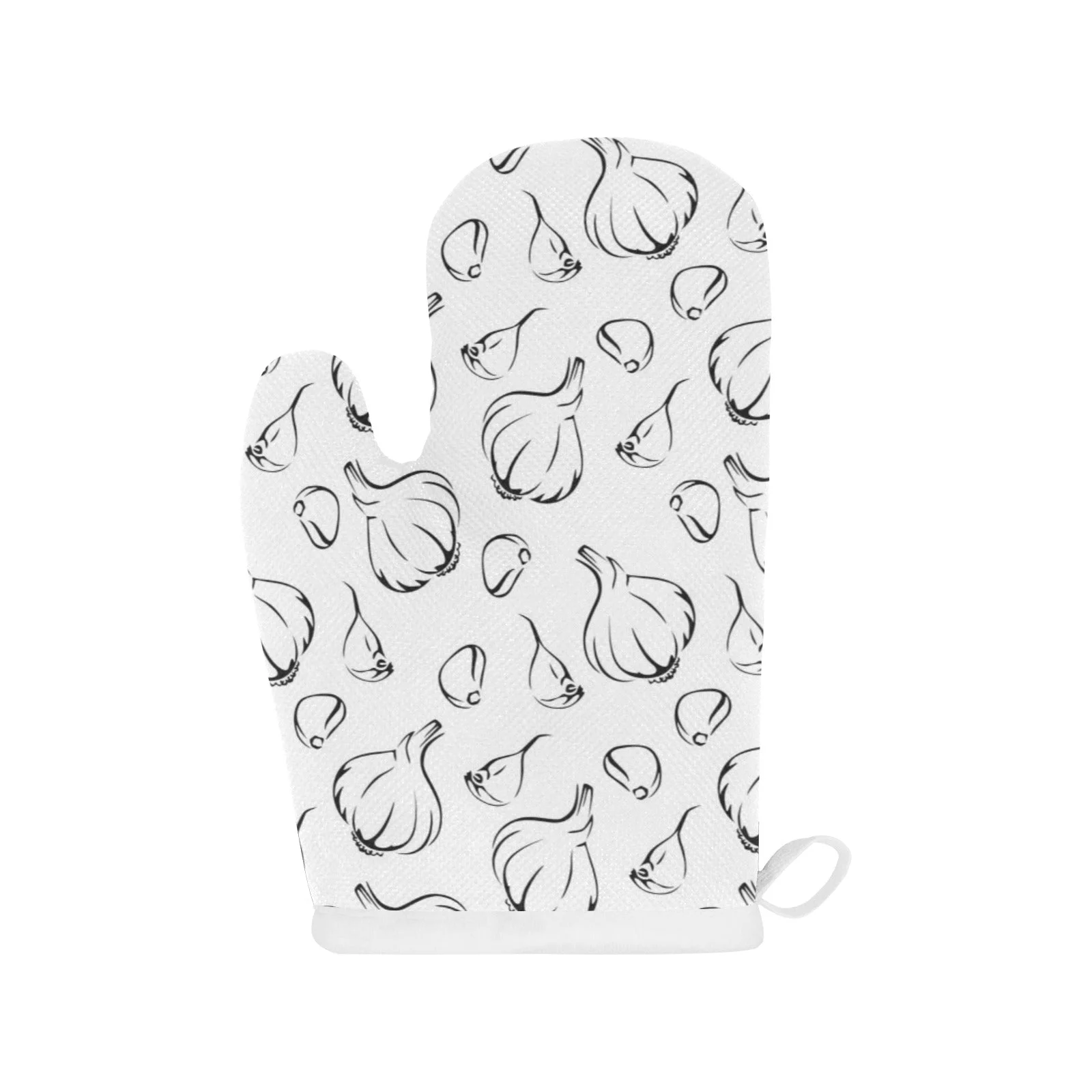 Garlic Pattern Black White Heat Resistant Oven Mitts Pot Holders Set Garlic Pattern Black White Heat Resistant Oven Mitts Pot Holders Set