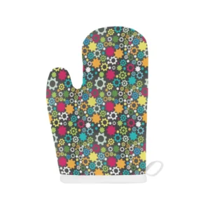 Gear Pattern Print Design 03 Heat Resistant Oven Mitts & Pot Holders Set