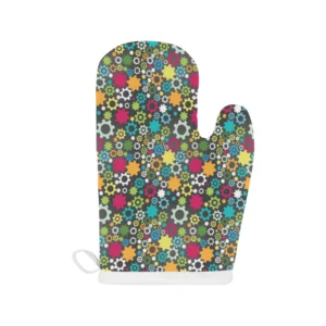 Gear Pattern Print Design 03 Heat Resistant Oven Mitts & Pot Holders Set