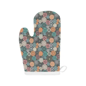 Gear Pattern Print Design 05 Heat Resistant Oven Mitts & Pot Holders Set
