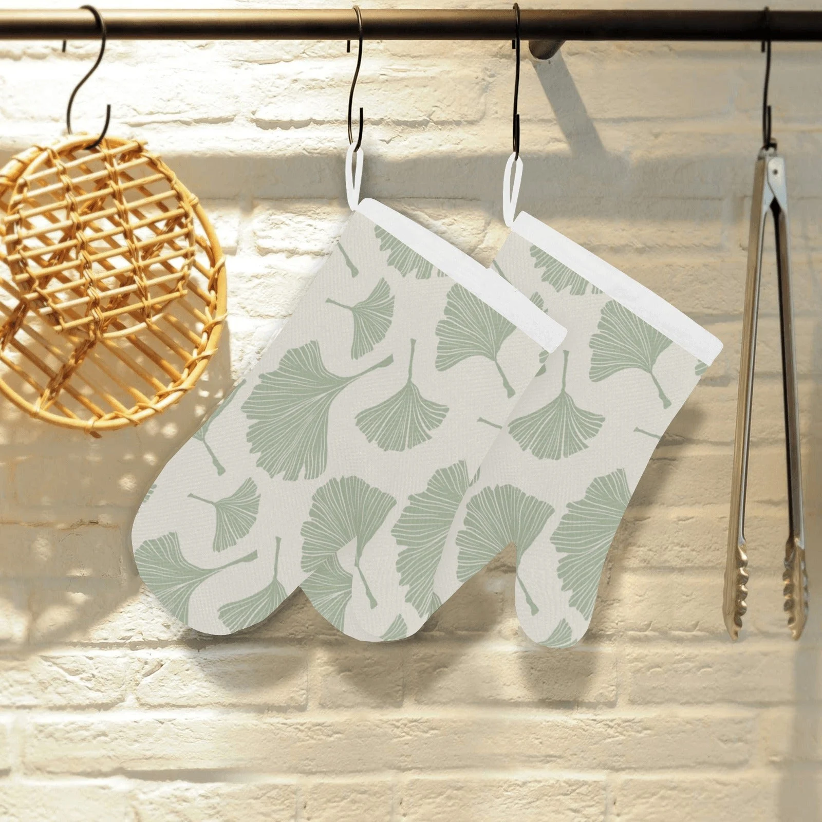 Ginkgo Leaves Pattern Heat Resistant Oven Mitts Pot Holders Set Ginkgo Leaves Pattern Heat Resistant Oven Mitts Pot Holders Set