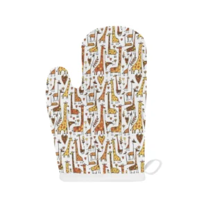 Giraffe Pattern Print Design 04 Heat Resistant Oven Mitts & Pot Holders Set