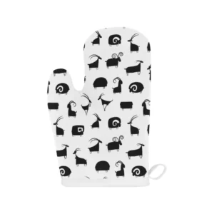 Goat Ram Pattern Heat Resistant Oven Mitts Pot Holders Set