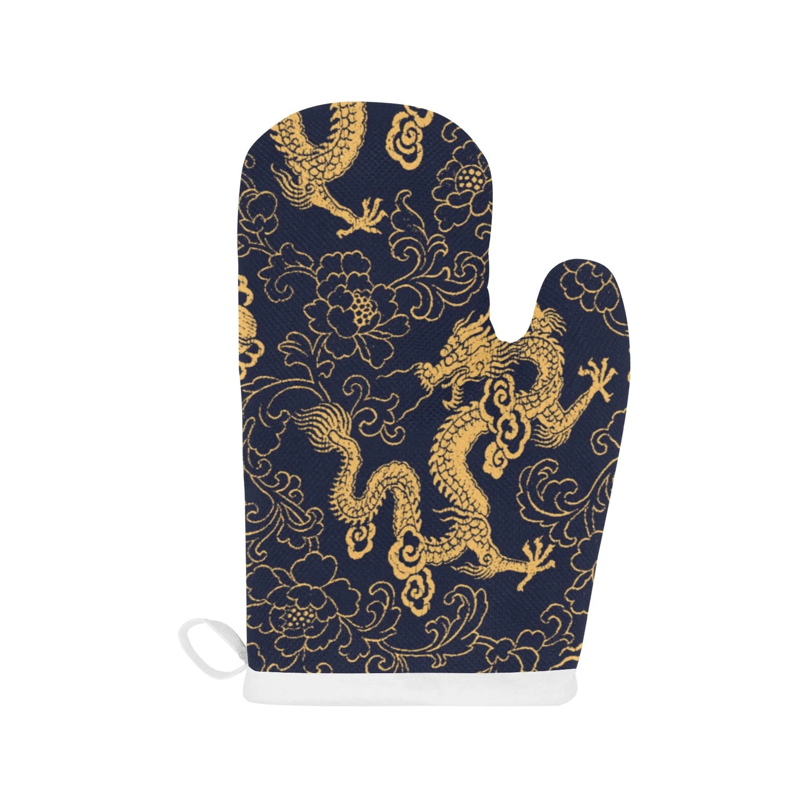 Gold Dragon Pattern Heat Resistant Oven Mitts Pot Holders Set Gold Dragon Pattern Heat Resistant Oven Mitts Pot Holders Set