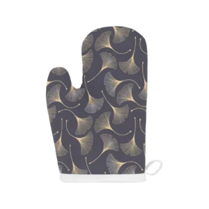 Gold Ginkgo Leaves Heat Resistant Oven Mitts Pot Holders Set