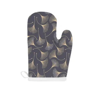 Gold Ginkgo Leaves Heat Resistant Oven Mitts Pot Holders Set