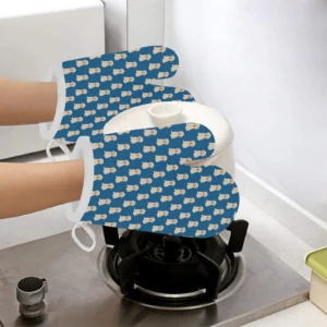 Golden Retriever Pattern Print Design 03 Heat Resistant Oven Mitts & Pot Holders Set