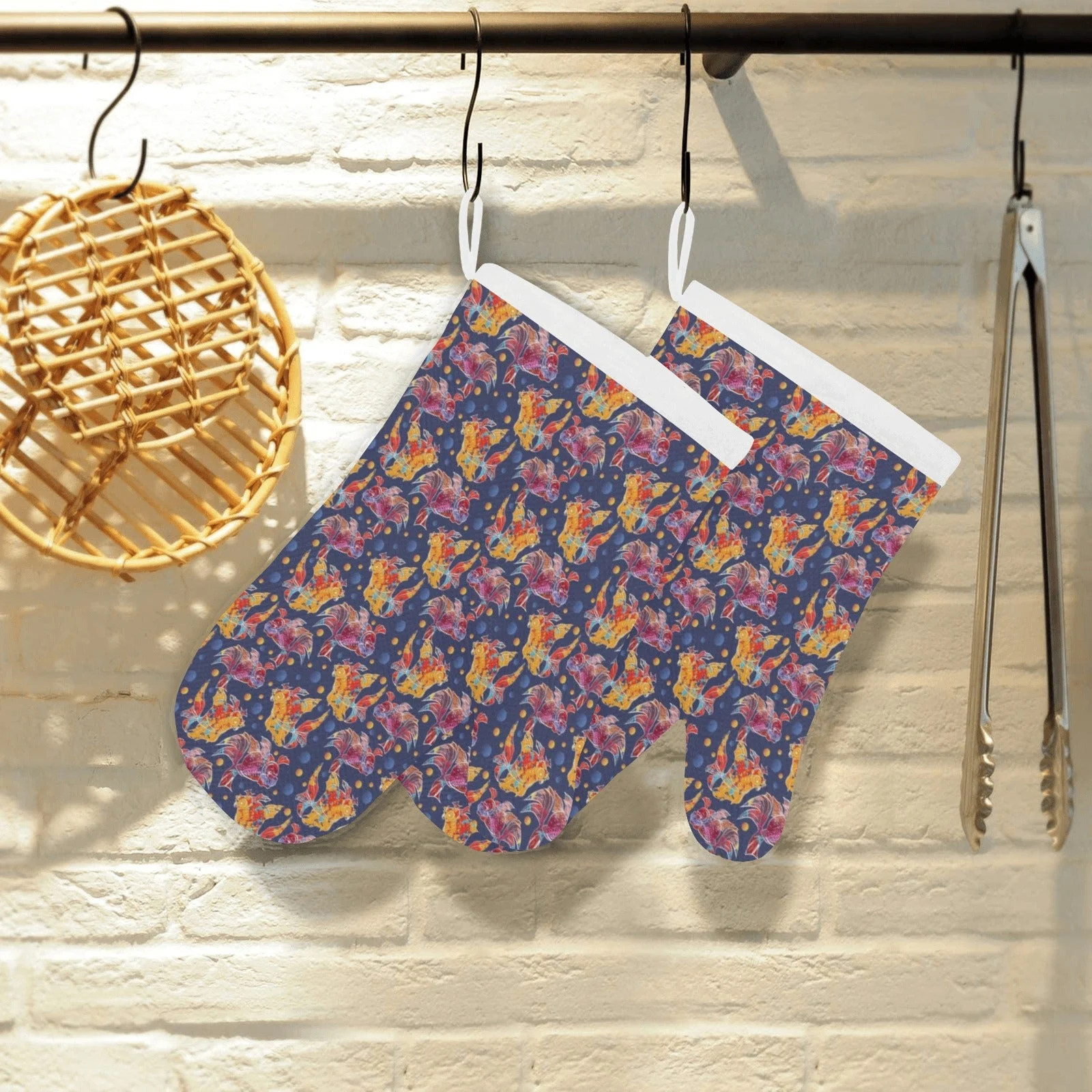 Goldfish Pattern Print Design 05 Heat Resistant Oven Mitts & Pot Holders Set Goldfish Pattern Print Design 05 Heat Resistant Oven Mitts & Pot Holders Set