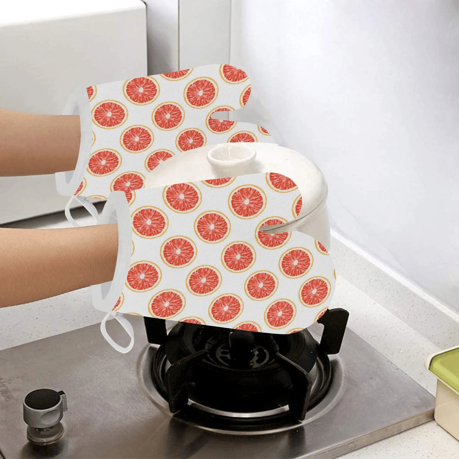 Grapefruit Pattern Heat Resistant Oven Mitts Pot Holders Set Grapefruit Pattern Heat Resistant Oven Mitts Pot Holders Set