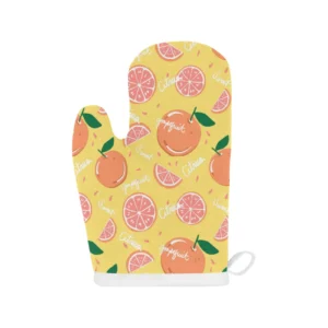 Grapefruit Yellow Background Heat Resistant Oven Mitts Pot Holders Set