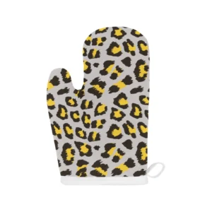 Gray Leopard Print Pattern Heat Resistant Oven Mitts Pot Holders Set