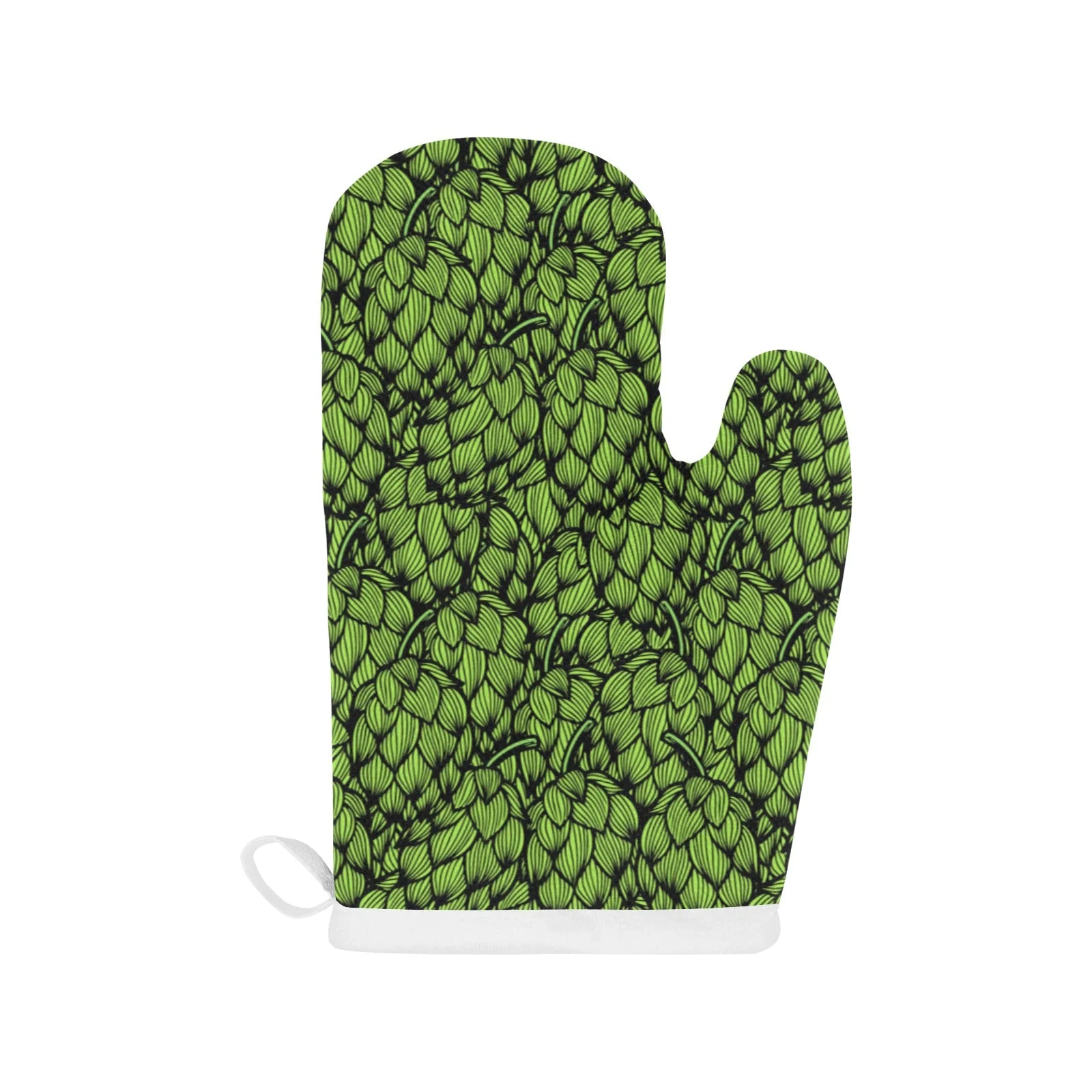 Green Hop Pattern Heat Resistant Oven Mitts Pot Holders Set Green Hop Pattern Heat Resistant Oven Mitts Pot Holders Set
