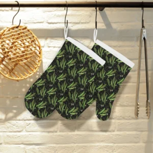Green Peas Pattern Print Design 02 Heat Resistant Oven Mitts & Pot Holders Set