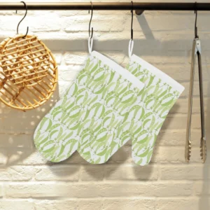 Green Peas Pattern Print Design 03 Heat Resistant Oven Mitts & Pot Holders Set