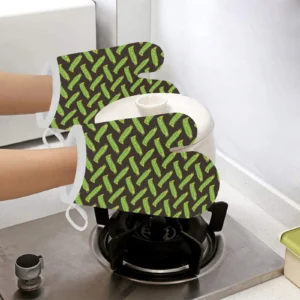 Green Peas Pattern Print Design 05 Heat Resistant Oven Mitts & Pot Holders Set