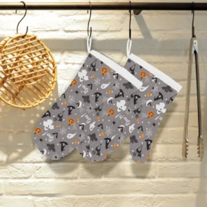 Halloween Design Pattern Heat Resistant Oven Mitts Pot Holders Set