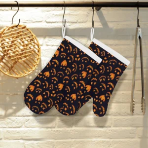 Halloween Pattern Pumpkin background Heat Resistant Oven Mitts Pot Holders Set