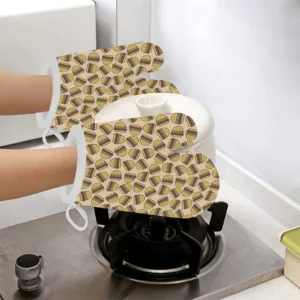 Hamburger Pattern Print Design 01 Heat Resistant Oven Mitts & Pot Holders Set