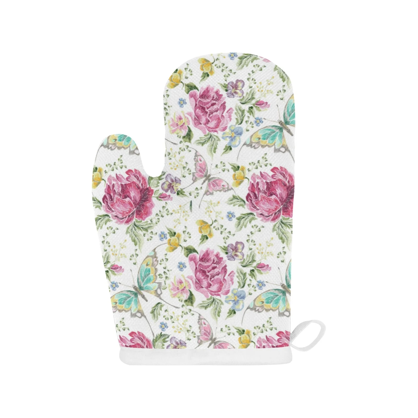 Hand Drawn Butterfly Rose Heat Resistant Oven Mitts Pot Holders Set Hand Drawn Butterfly Rose Heat Resistant Oven Mitts Pot Holders Set