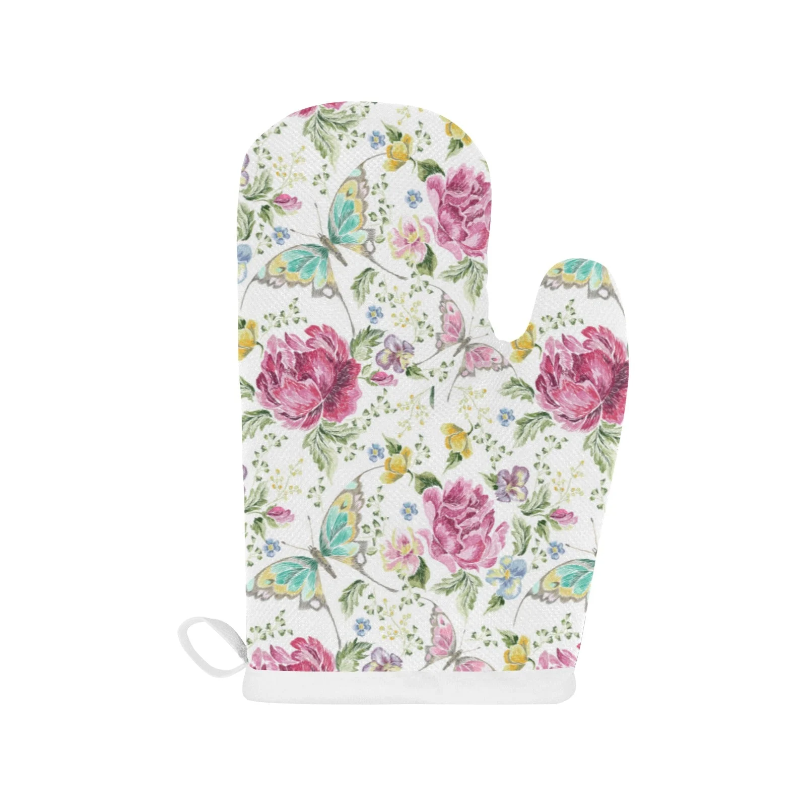 Hand Drawn Butterfly Rose Heat Resistant Oven Mitts Pot Holders Set Hand Drawn Butterfly Rose Heat Resistant Oven Mitts Pot Holders Set