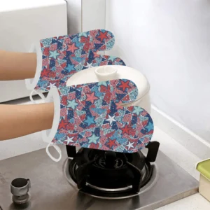 Hand Drawn Colorful Starfish Heat Resistant Oven Mitts Pot Holders Set