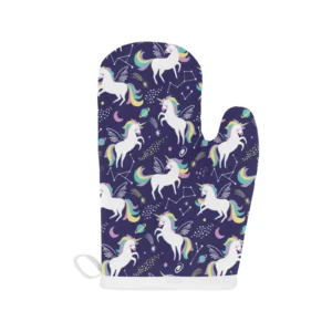 Hand Drawn Cute Unicorn Star Planet Heat Resistant Oven Mitts Pot Holders Set