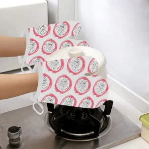 Hand Drawn Dragon Fruit Heat Resistant Oven Mitts Pot Holders Set