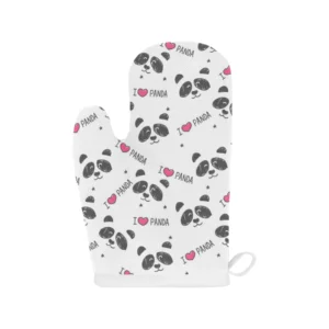 Hand Drawn Faces of Pandas Pattern Heat Resistant Oven Mitts Pot Holders Set