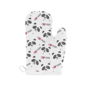 Hand Drawn Faces of Pandas Pattern Heat Resistant Oven Mitts Pot Holders Set