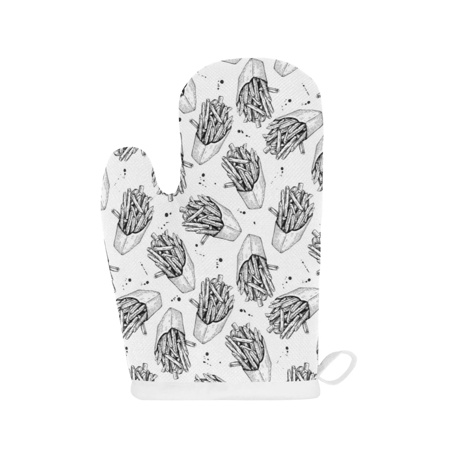 Hand Drawn French Fries Pattern Heat Resistant Oven Mitts Pot Holders Set Hand Drawn French Fries Pattern Heat Resistant Oven Mitts Pot Holders Set