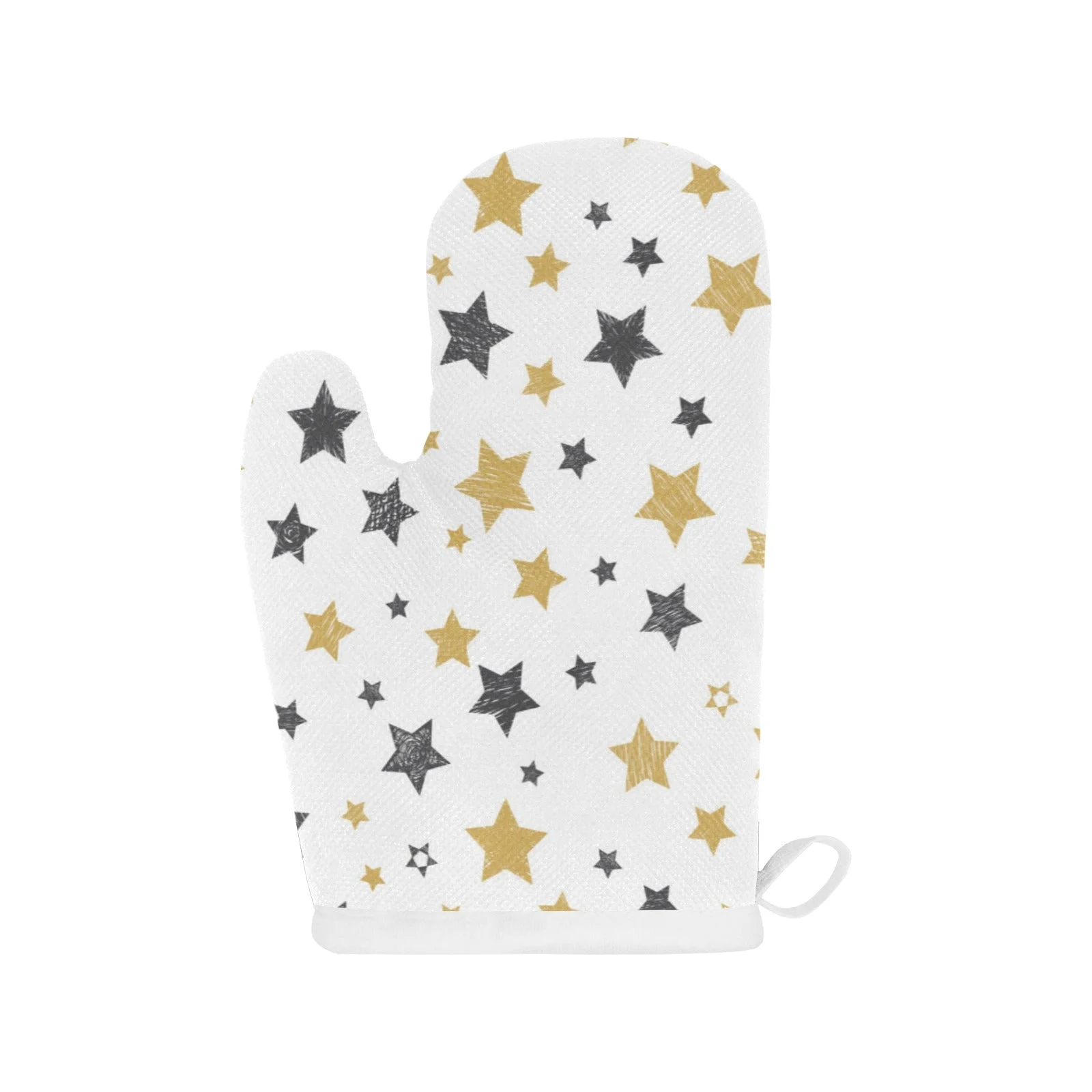 Hand Drawn Gold Black Star Pattern Heat Resistant Oven Mitts Pot Holders Set Hand Drawn Gold Black Star Pattern Heat Resistant Oven Mitts Pot Holders Set