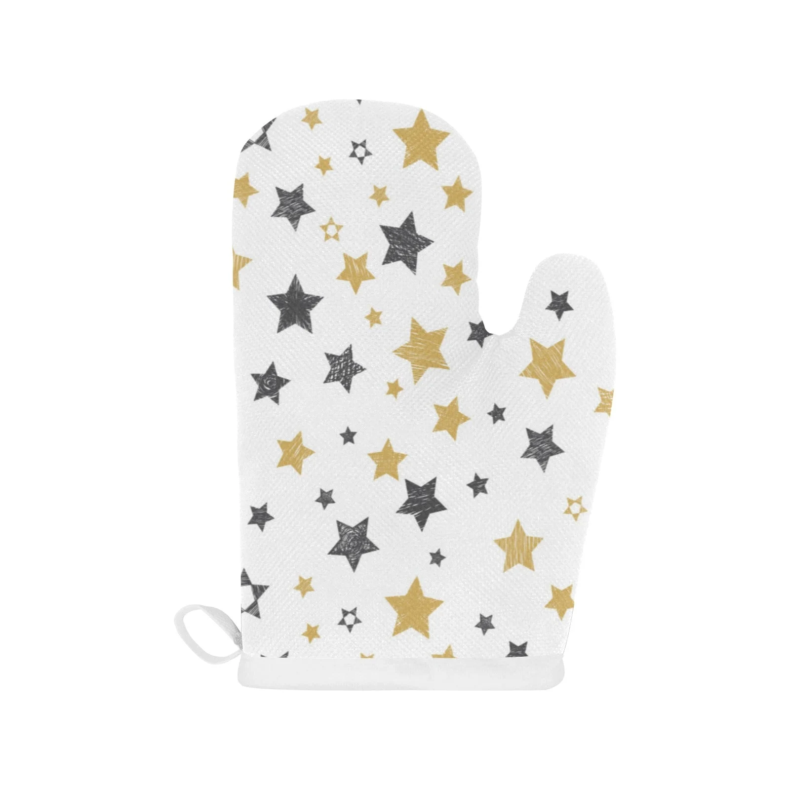 Hand Drawn Gold Black Star Pattern Heat Resistant Oven Mitts Pot Holders Set Hand Drawn Gold Black Star Pattern Heat Resistant Oven Mitts Pot Holders Set