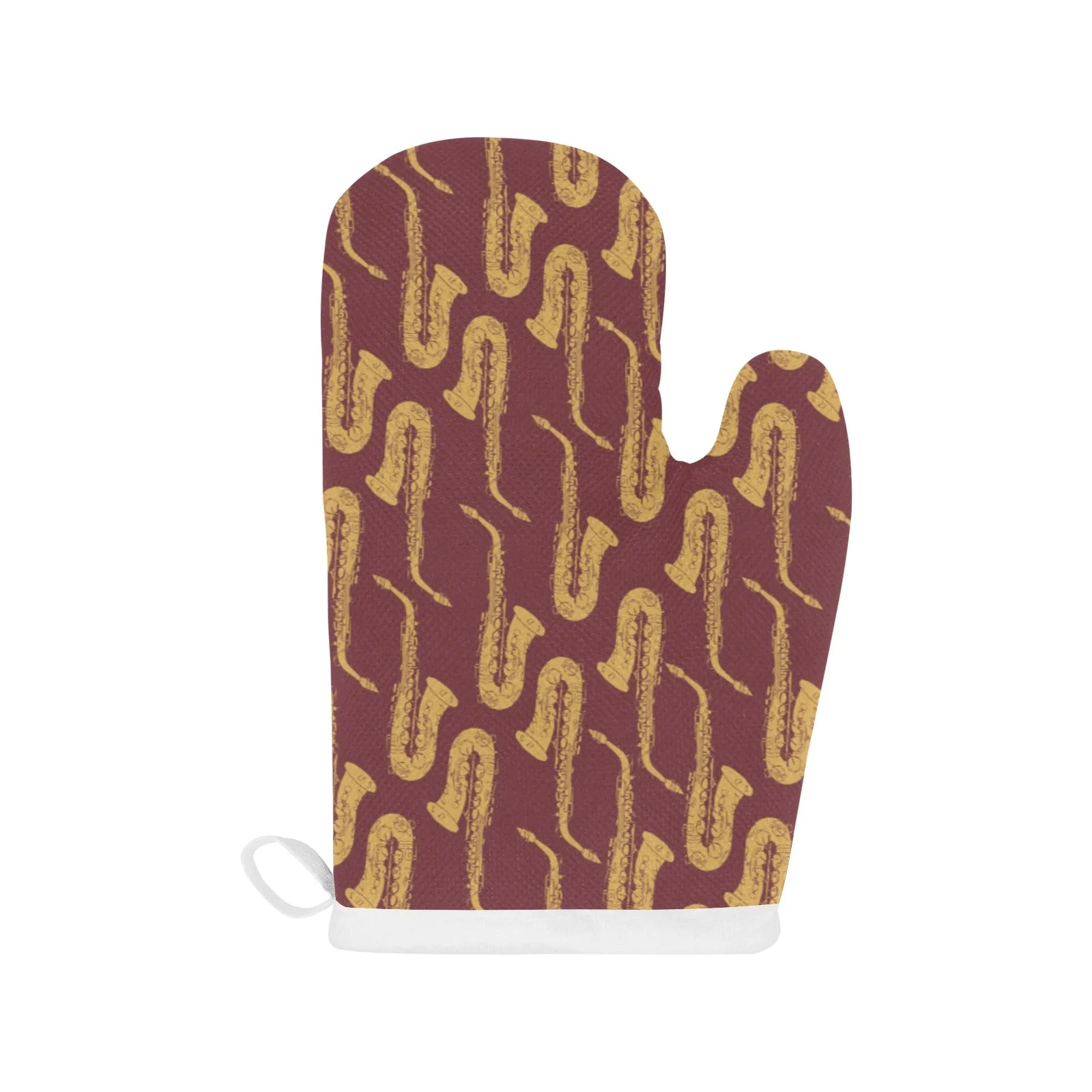 Hand Drawn Gold Saxophone Red Background Heat Resistant Oven Mitts Pot Holders Set Hand Drawn Gold Saxophone Red Background Heat Resistant Oven Mitts Pot Holders Set