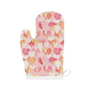 Hand Drawn Heart Design Pattern Heat Resistant Oven Mitts Pot Holders Set