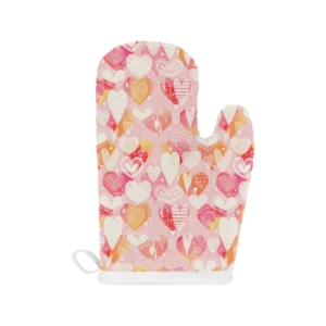 Hand Drawn Heart Design Pattern Heat Resistant Oven Mitts Pot Holders Set