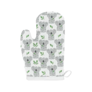 Hand Drawn Koala Leaves Pattern Heat Resistant Oven Mitts Pot Holders Set