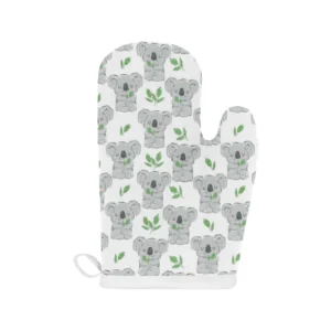 Hand Drawn Koala Leaves Pattern Heat Resistant Oven Mitts Pot Holders Set