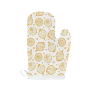 Hand Drawn Onion Pattern Heat Resistant Oven Mitts Pot Holders Set