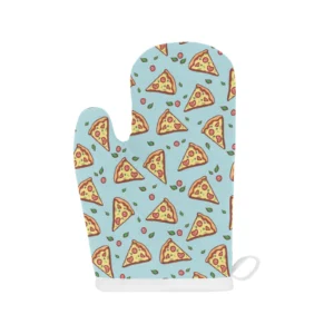 Hand Drawn Pizza Blue Background Heat Resistant Oven Mitts Pot Holders Set