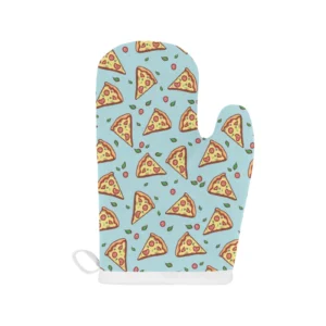 Hand Drawn Pizza Blue Background Heat Resistant Oven Mitts Pot Holders Set