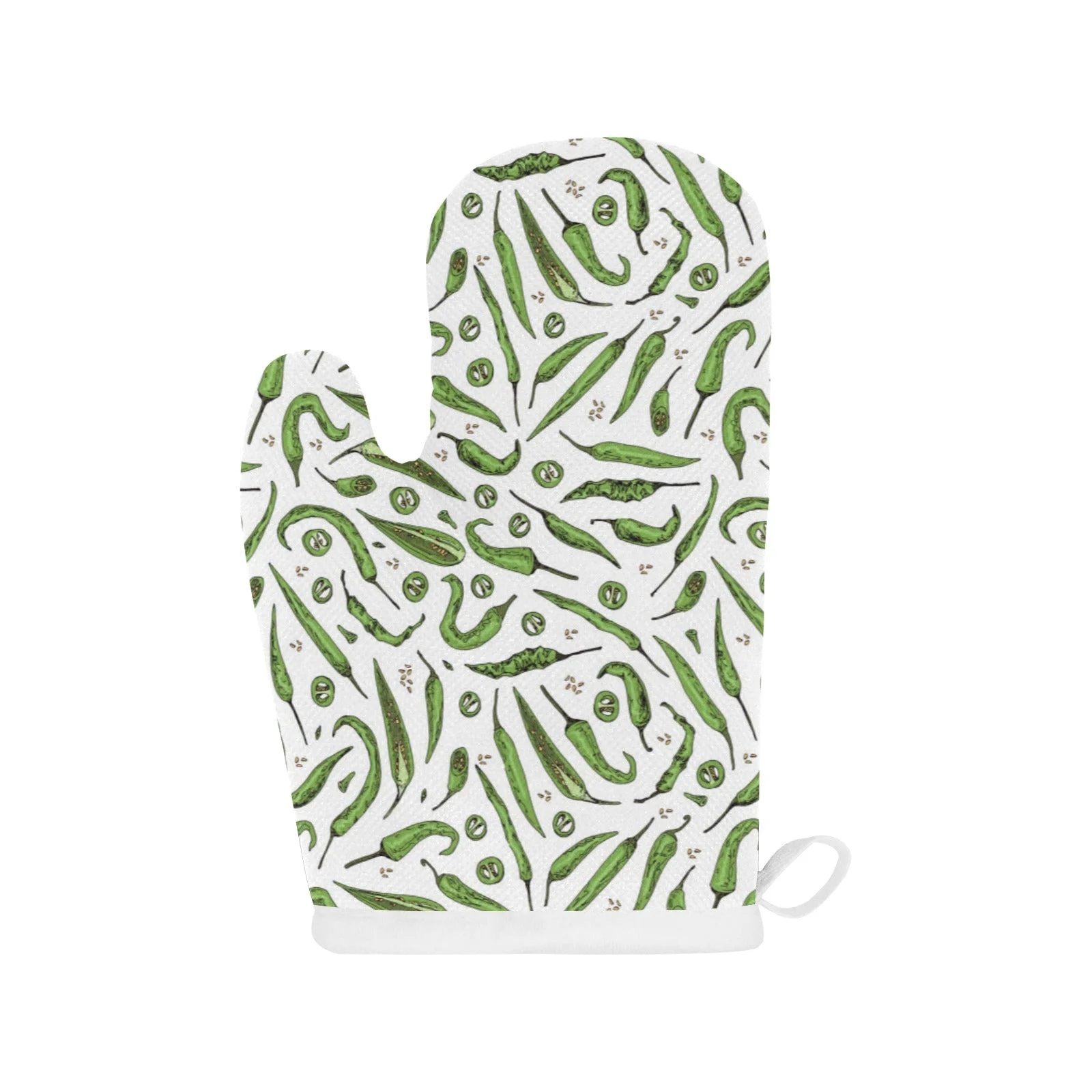 Hand Drawn Sketch Style Green Chili Peppers Pattern Heat Resistant Oven Mitts Pot Holders Set Hand Drawn Sketch Style Green Chili Peppers Pattern Heat Resistant Oven Mitts Pot Holders Set
