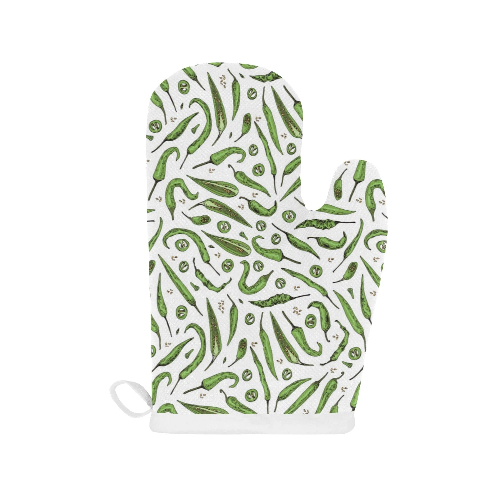 Hand Drawn Sketch Style Green Chili Peppers Pattern Heat Resistant Oven Mitts Pot Holders Set Hand Drawn Sketch Style Green Chili Peppers Pattern Heat Resistant Oven Mitts Pot Holders Set