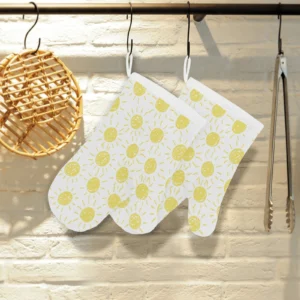 Hand Drawn Sun Pattern Heat Resistant Oven Mitts Pot Holders Set